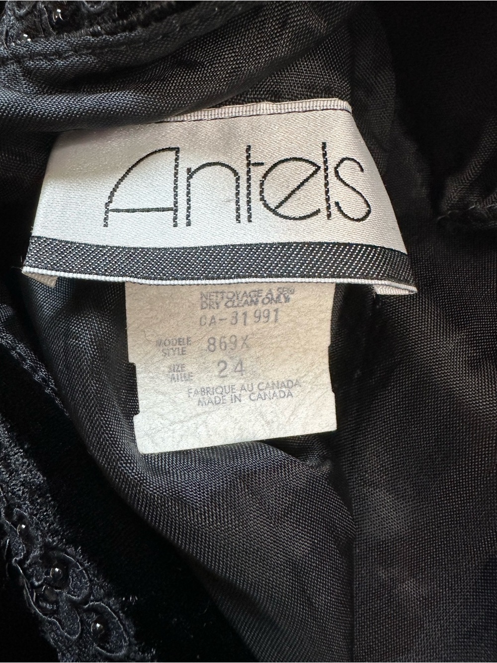 Vintage 90s Gothic Velvet Midi Dress Lace Back Bow Detail Whimsigoth LBD 24 - Picture 6 of 14